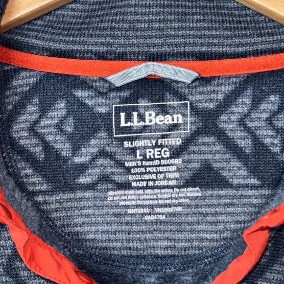 LL Bean Men's L  Snap Front Sweater Fleece Gray Geometric Aztec - Picture 3 of 10